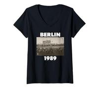 Donna Autunno del Muro di Berlino, Berlino 1989, libertà Maglietta con Collo a V