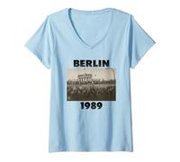 Donna Autunno del Muro di Berlino, Berlino 1989, libertà Maglietta con Collo a V