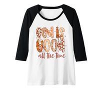Donna Autunno Floreale Dio è Buono Tutto Il Tempo Autunno Fede Cristiana Maglia con Maniche Raglan