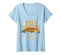 Donna Autunno Saturdays Shirt Manhattan KS Stadium Autumn Scene Maglietta con Collo a V