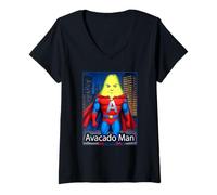 Donna Avacado Man Veggie Super Hero Maglietta con Collo a V