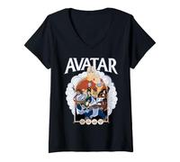 Donna Avatar Aang: The Last Airbender Avatar Team Elemental Heroes Maglietta con Collo a V