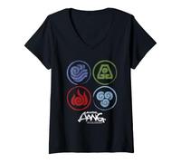 Donna Avatar Aang The Last Airbender Elements Maglietta con Collo a V