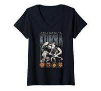 Donna Avatar: Legend of Korra Poses and Elements Collage Anime Maglietta con Collo a V