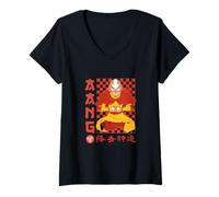 Donna Avatar: The Last Airbender Aang Red Checkerboard Maglietta con Collo a V