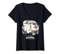 Donna Avatar The Last Airbender Aang Riding Appa Maglietta con Collo a V