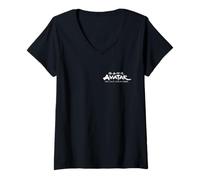 Donna Avatar: The Last Airbender Kanji Logo in White Left Chest Maglietta con Collo a V