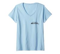 Donna Avatar: The Last Airbender Left Chest Kanji Logo in Black Maglietta con Collo a V