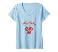 Donna Avatar: The Last Airbender Symbols And Logo in Red Maglietta con Collo a V