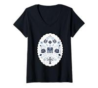 Donna Ave Maria Christian Fiore Croce Simbolo Maglietta con Collo a V