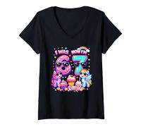 Donna Avevo 6 Anni Ora Sono 7 Magical Rainbow Pony 67 Meme Kids Birthday Maglietta con Collo a V