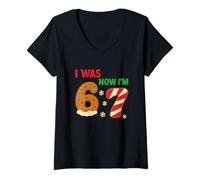 Donna Avevo 6 Ora Ho 7 Maglietta Meme Natale Gen Z Alpha Slang Maglietta con Collo a V