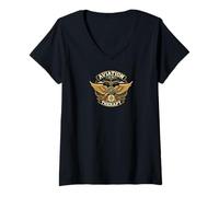 Donna Aviation Is My Therapy Pilot Airplane Flying Design Maglietta con Collo a V