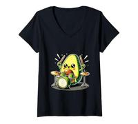 Donna Avocado Batterista Fai Suonare Le tue Giornate Maglietta con Collo a V