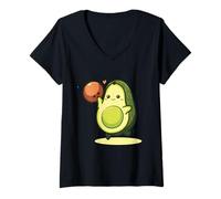 Donna Avocado Bowling - Kawaii Sport Foodie Vegetarier Vegan Maglietta con Collo a V