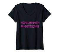 Donna Avoiding Meningitis And Men in General Funny Feminism Humor Maglietta con Collo a V
