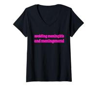 Donna Avoiding Meningitis And Men in General Funny Feminism Humor Maglietta con Collo a V
