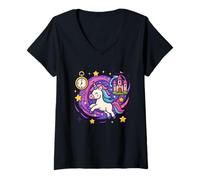 Donna Avventura da Sogno del Castello incantato dell'unicorno Maglietta con Collo a V