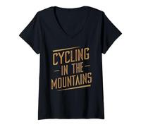 Donna Avventura in bicicletta, Montagna, Ciclismo in bicicletta in Maglietta con Collo a V