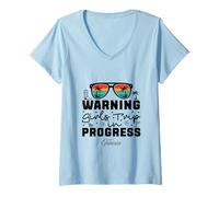 Donna Avvertimento Ragazze Viaggio in Progress Vacanza Tunisia Maglietta con Collo a V