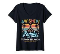 Donna Aw Ship è un viaggio di crociera di Family Virgin Islands Maglietta con Collo a V