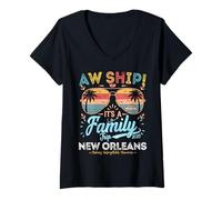 Donna AW Ship è una famiglia di New Orleans Trip 2025 Cruise Maglietta con Collo a V