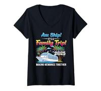 Donna Aw Ship! It’s A Family Trip 2025 Family Matching Cruise Trip Maglietta con Collo a V