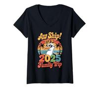 Donna Aw Ship It’s a Family Trip 2025 - Funny Matching Cruise tee Maglietta con Collo a V