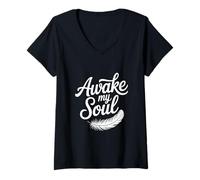 Donna Awake My Soul Inspirational Citazione Maglietta con Collo a V