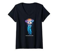 Donna Awesome Cute Underwater Fish Sea Just Go with Flow Jellyfish Maglietta con Collo a V