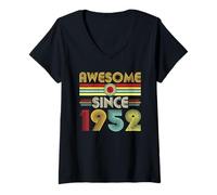 Donna Awesome Since 1952 Classic Year Birth of Birthday Vintage Maglietta con Collo a V