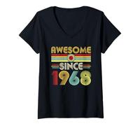 Donna Awesome Since 1968 Classic Year Birth of Birthday Vintage Maglietta con Collo a V