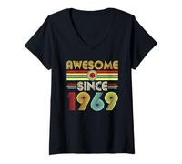 Donna Awesome Since 1969 Classic Year Birth of Birthday Vintage Maglietta con Collo a V