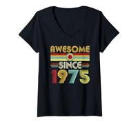 Donna Awesome Since 1975 Classic Year Birth of Birthday Vintage Maglietta con Collo a V