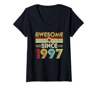 Donna Awesome Since 1997 Classic Year Birth of Birthday Vintage Maglietta con Collo a V