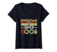 Donna Awesome Since 2006 Classic Year Birth of Birthday Vintage Maglietta con Collo a V