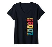 Donna Awesome Since 2007 Edizione Limitata Vintage 18th Birthday Maglietta con Collo a V