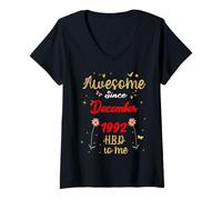 Donna Awesome Since Dicembre 1992 Compleanno Fiori & Farfalle Maglietta con Collo a V