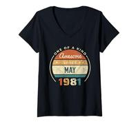 Donna Awesome Since May 1981 - Compleanno Vintage Maglietta con Collo a V