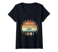 Donna Awesome Since May 1991 - Compleanno Vintage Maglietta con Collo a V