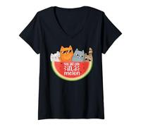 Donna Awesome Summer Pet Cat Fruits One in a Melon Watermelon Maglietta con Collo a V