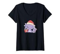 Donna AX-Ho-LOTL! Cappello di Babbo Natale Axolotl Meme Maglietta con Collo a V