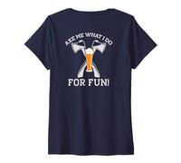 Donna Axe Me What I DO for Fun Drink Beer &Throw Axes Meme sul Retro Maglietta con Collo a V