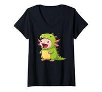 Donna Axolotl Animal Lover Dinosaur Costume Trex Ragazzi Ragazze Bambini Maglietta con Collo a V