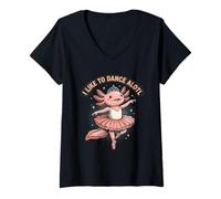 Donna Axolotl Ballerina Divertente Danza Gioco di Parole Maglietta con Collo a V