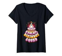 Donna Axolotl Birthday Squad Cute Kids Crew Bday Party Ragazzi Ragazze Maglietta con Collo a V