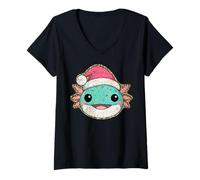Donna Axolotl - Cappello da Babbo Natale Maglietta con Collo a V