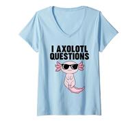Donna Axolotl con Occhiali da Sole I Axolotl Domande Maglietta con Collo a V