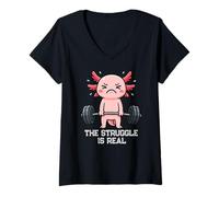 Donna Axolotl Deadlift La Lotta delle palestre è Un Vero Sollevamento Uomini Donne Maglietta con Collo a V
