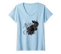 Donna Ayam Cemani - Gallo - Polli Maglietta con Collo a V